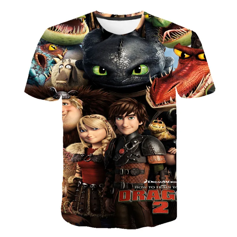 

2019 Summer New How To Train Your Dragon 3d Printed Children T Shirt Boy/Girls Tshirt Kids Anime Cartoon Tee Shirt