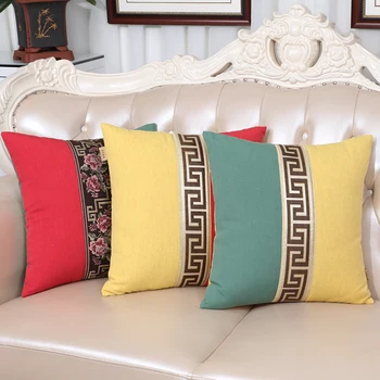

Patchwork Lace Retro Cotton Chair Sofa Cushion Cover Chinese Decorative Lumbar Linen Pillow Cover Christmas Case Pillow