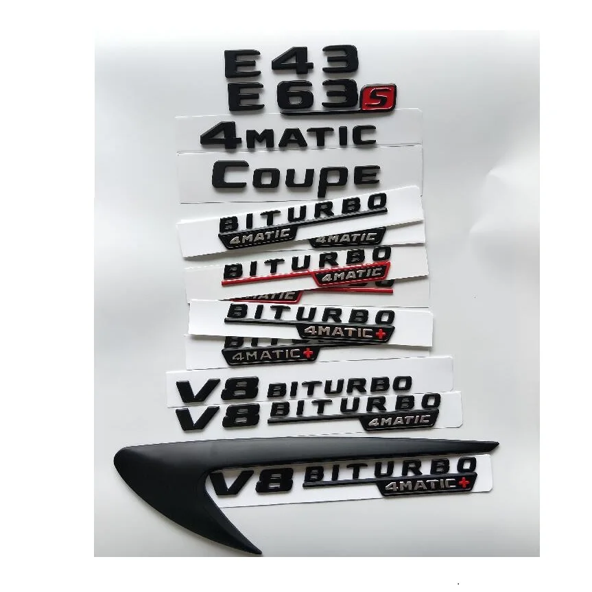 

Matt Black Letters E55 E43 E53 E63 V8 BITURBO 4MATIC+ Fender Trunk Emblems Badges for Mercedes Benz AMG W207 W211 W212 W213