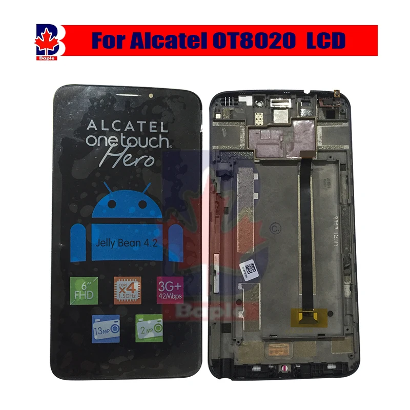 For Alcatel One Touch Hero OT8020 8020 8020D LCD Screen display and frame with Touch
