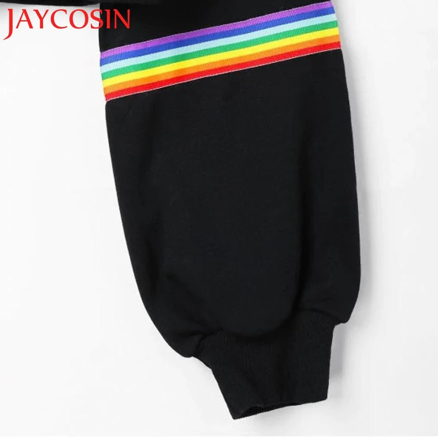 JAYCOSIN 2018 Женский Короткий полосатый джемпер с длинным рукавом черный пуловер