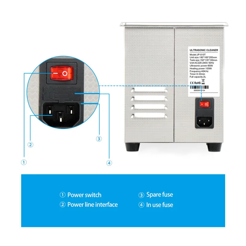 Professional Smart Ultrasonic Cleaner Stainless Steel Digital Ultrasound Wave Washing Cleaning 2L 160W For Jewelry Glasses Watch (6)