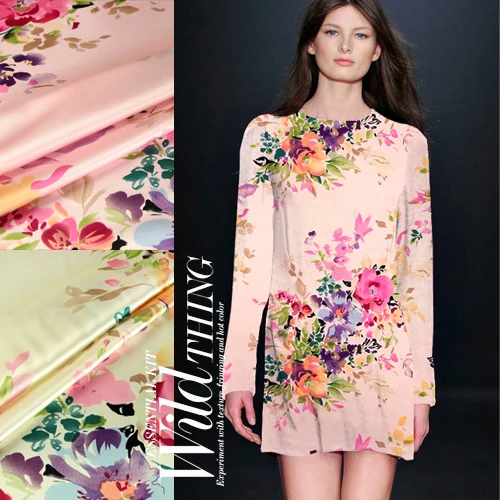 

SS019 100% Natural Silk/Tenderly Love/High Quality Anti-UV Print/Silk Fabric Mulberry Silk Satin/Width 1.25yd Thickness 16.5mm