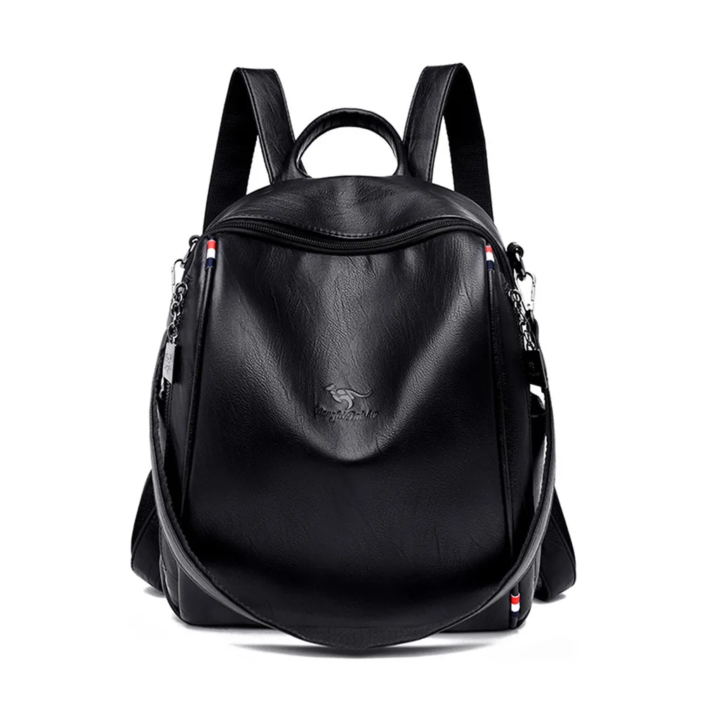 Женский кожаный рюкзак, Mochilas mujer, светильник, роскошные женские сумки через плечо, Sac a Dos, женский рюкзак для путешествий, Одноцветный, новинка - Цвет: Black