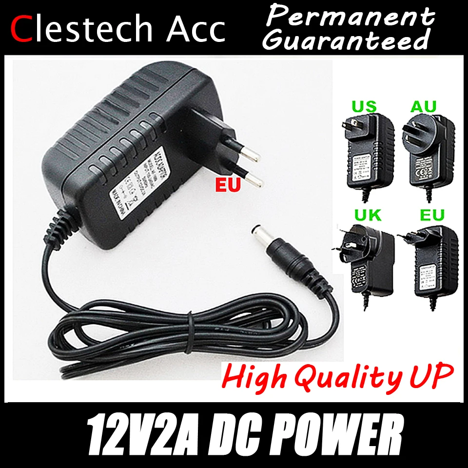 1 шт 12V2A AC 100 V-240 адаптер конвертер DC 12V 2A 2000mA Питание ЕС Штекер 5,5 мм x 2,1-2,5 мм для Светодиодный CCTV