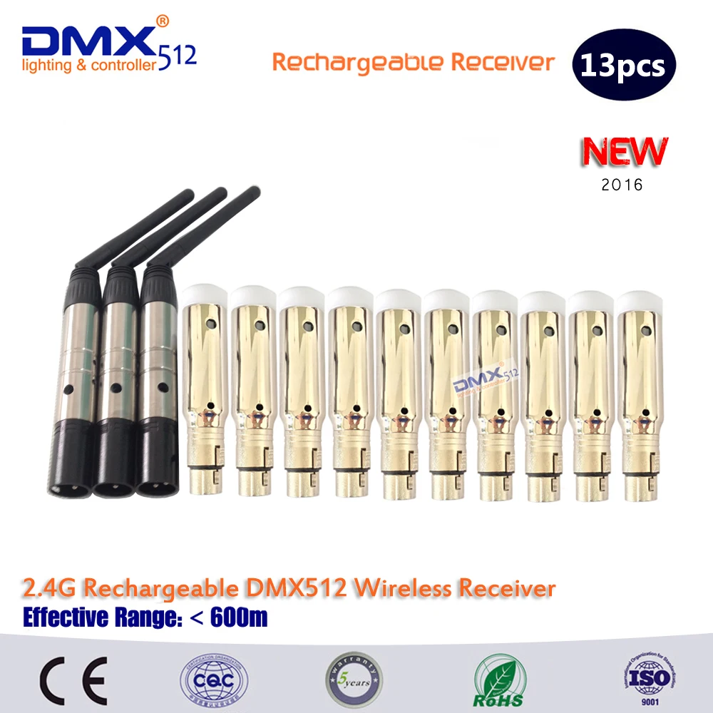 DHL Free shipping 2.4G Built in battery Wireless DMX512 Signal Controller For Stage Par Light 3PCS Transmitter & 10PCS Receiver | Лампы и