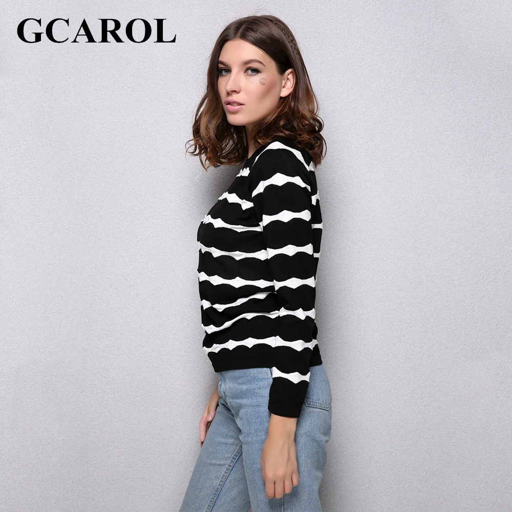 GCAROL New Arrival Wave White Striped Women Sweater 