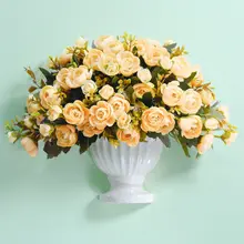 European Modern Wall Ceramic Hanging Vase+Artificial Flower Decoration Pastoral Creative Wall Vase Basket Accessories Decoration