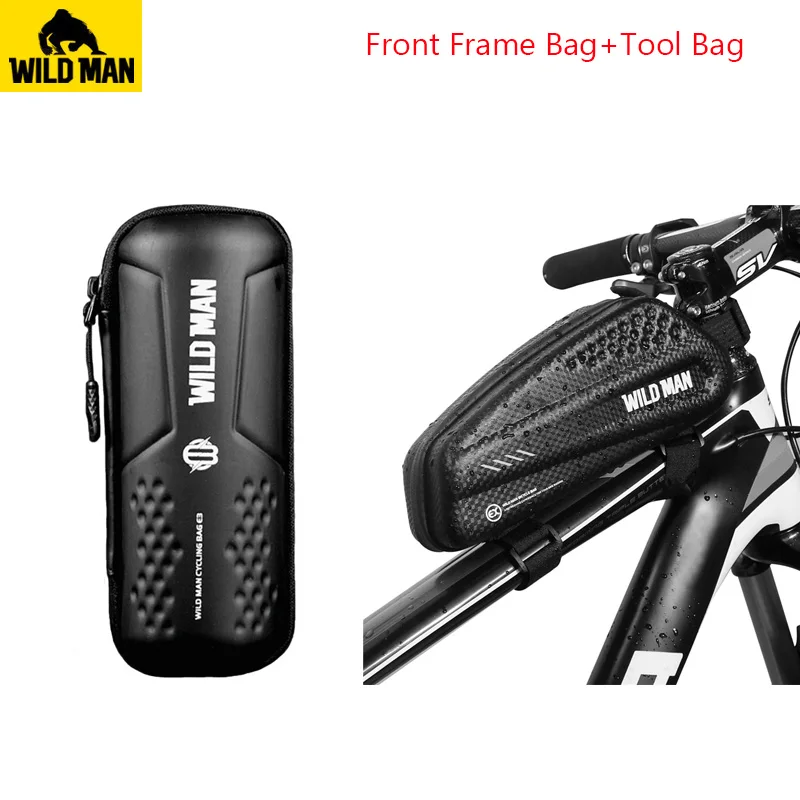 WILD MAN велосипедная верхняя труба передняя балка сумка Мобильный чехол для телефона непромокаемый анти давление MTB седло велосипедная сумка для заднего сиденья ремонтная сумка для инструментов - Цвет: EX with E3