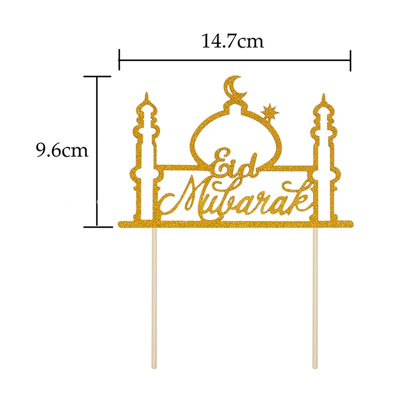 Рамадан торт Топпер Eid Mubarak Золотая блестящая бумага украшения для кексов для Hajj Mubarak Украшения мусульманские Eid выпечки Baby Shower - Цвет: 1