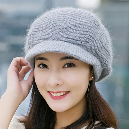 [DINGDNSHOW] брендовая зимняя шапка, шапки для женщин, вязаная шапка, женские шапки Skullies, шапка Femme, хлопковая теплая шапка - Цвет: gray adult
