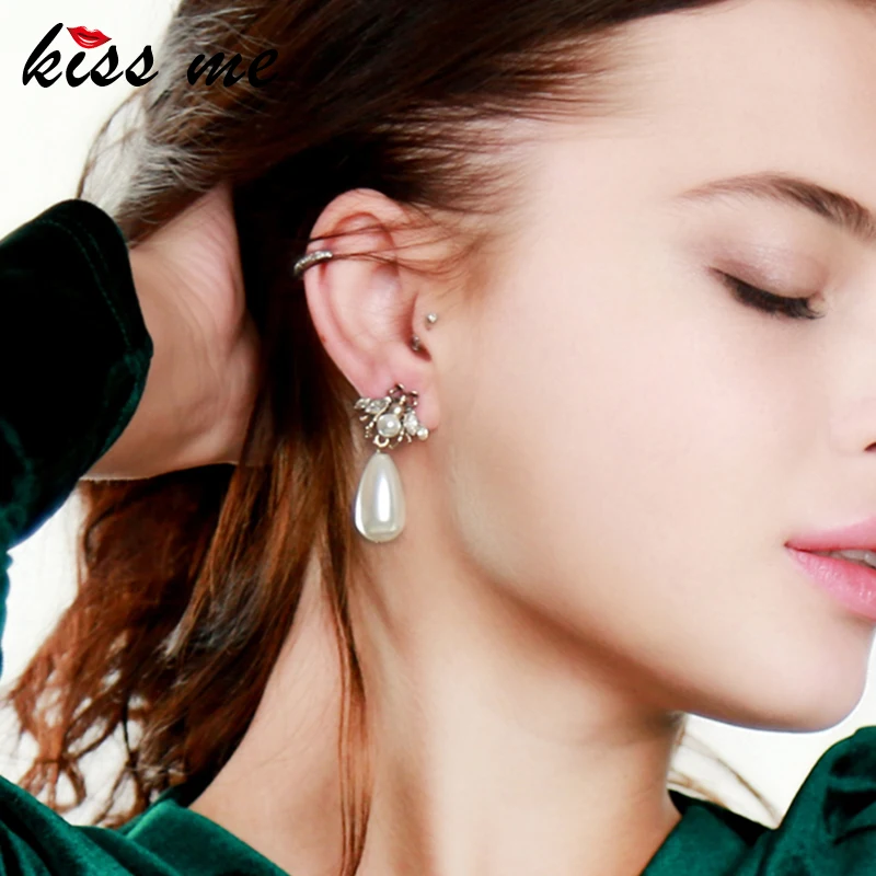 Kissme Нежный Кристалл Имитация Жемчуга насекомых серьги в виде капель брендовые