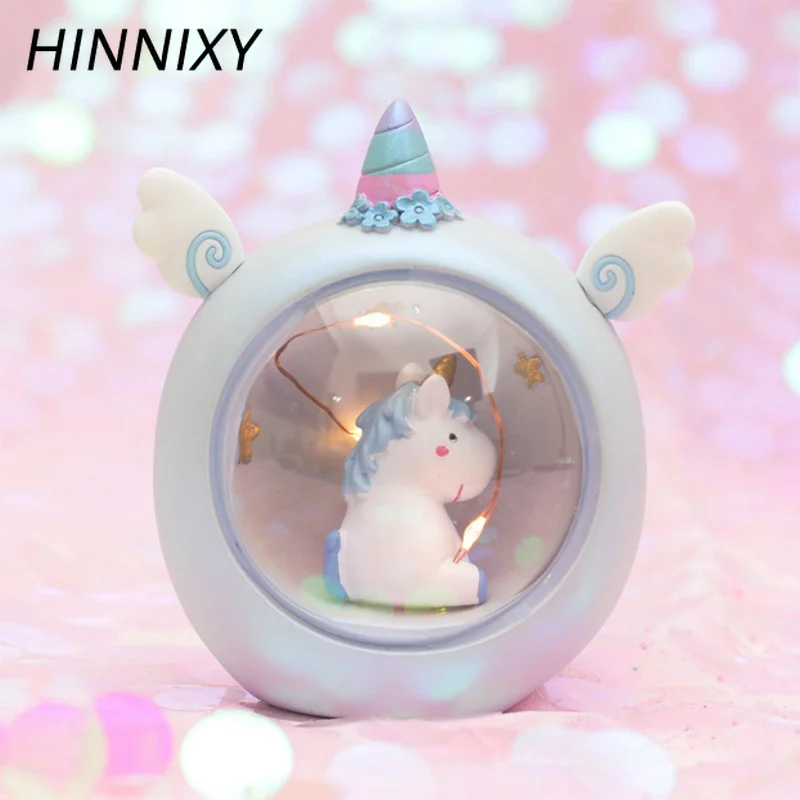 Hinnixy Единорог светодиодный ночник Розовый Синий Милая лампа для детей девочек