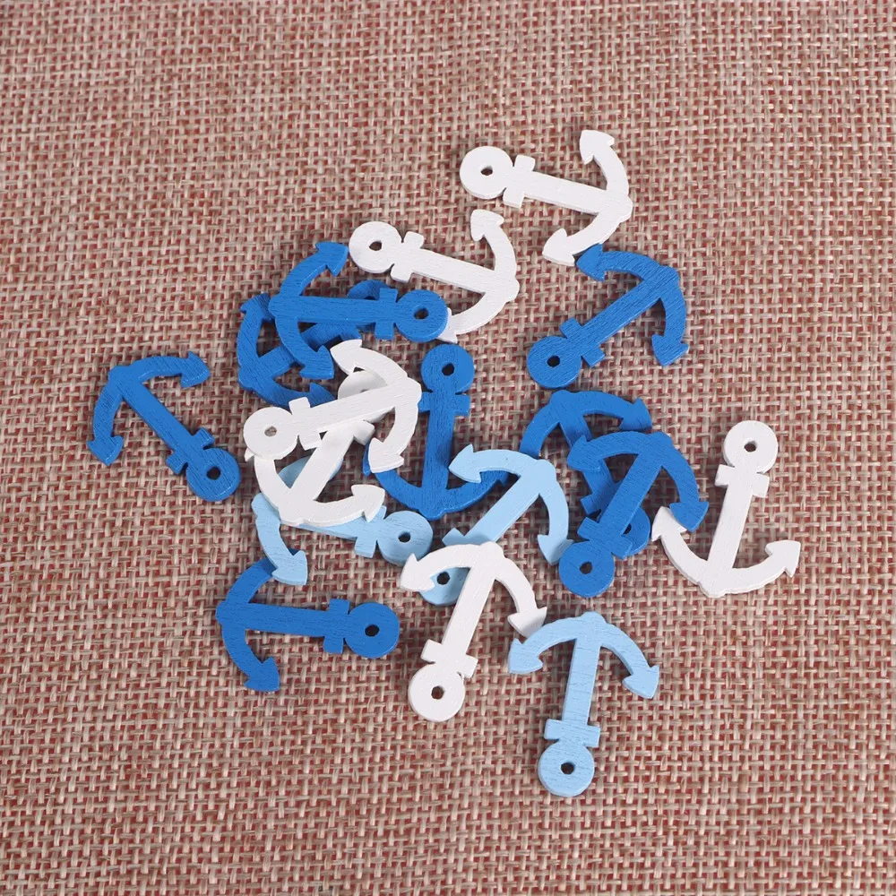 100pcs Mini Anchor /& Helm Wooden Beads Charms DIY Scrapbook Jewelry Craft