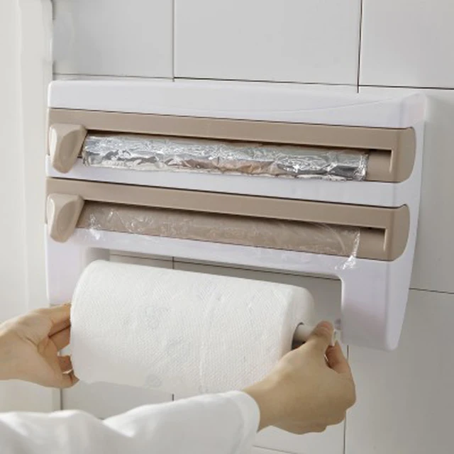 Kitchen Cling Film Storage Rack Wrap Cutter Refrigerator Wall Kitchen Cling Film Storage Rack Wrap Cutter Refrigerator Wall Hanging Paper Towel Holder Multifunction Home Organizer