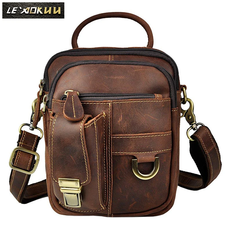 

Original Leather Male Designer Casual Vintage Shoulder Messenger Crossbody bag Fashion Multifunction Belt Waist Tote Bag 3004