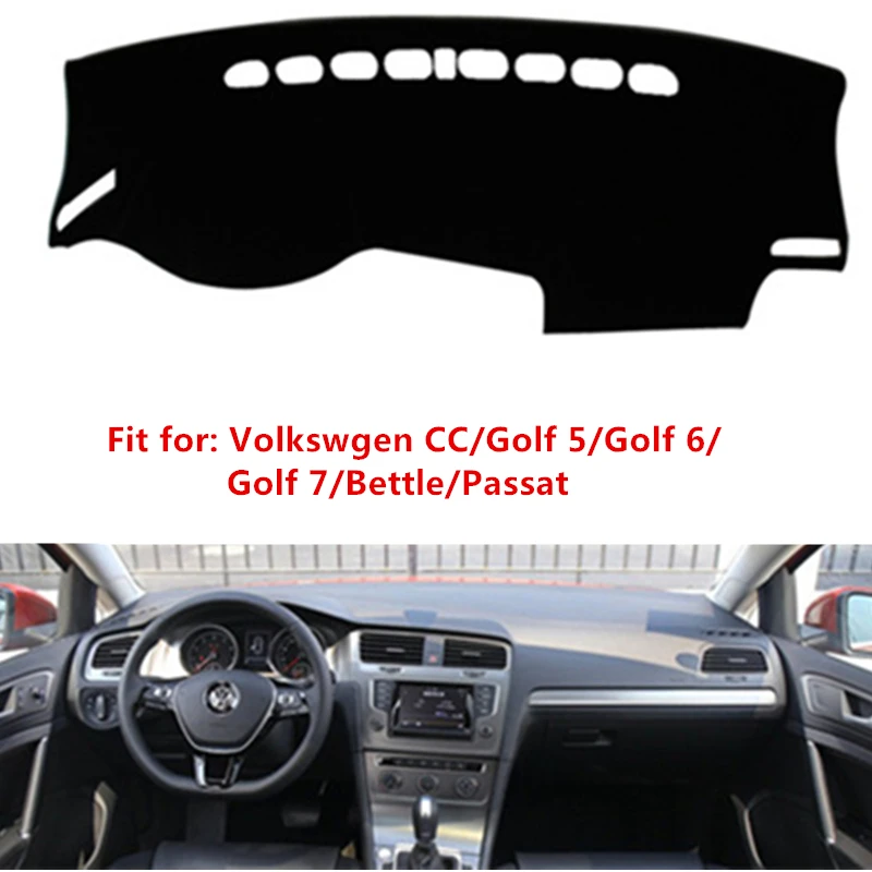

For Volkswagen CC Golf 5 Glof 6 Golf 7 Bettle Passat Black Car Dashboard Covers Dashmats Pad Auto Shade Cushion Carpet Protector