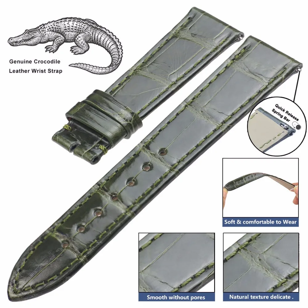 Ремешок для часов из натуральной крокодиловой кожи черный ремешок из кожи аллигатора 14 мм-24 мм
