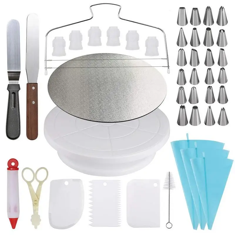 

45Pcs/Set Cake Decorating Supplies Turntable Piping Tip Nozzle Pastry Bag Set Diy Cake Baking Tool