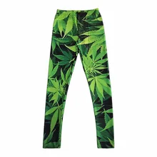 New Arrival 3255 Sexy Girl Green Plant Maple Leaf Weed Printed Elastic Fitness Polyester Workout Women Leggings Pants