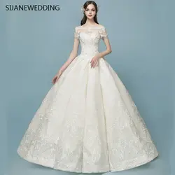 SIJANE кружевные свадебные платья с вырезом лодочкой и короткими рукавами, бальное платье для процессии, платье принцессы Vestido De Novia 0381