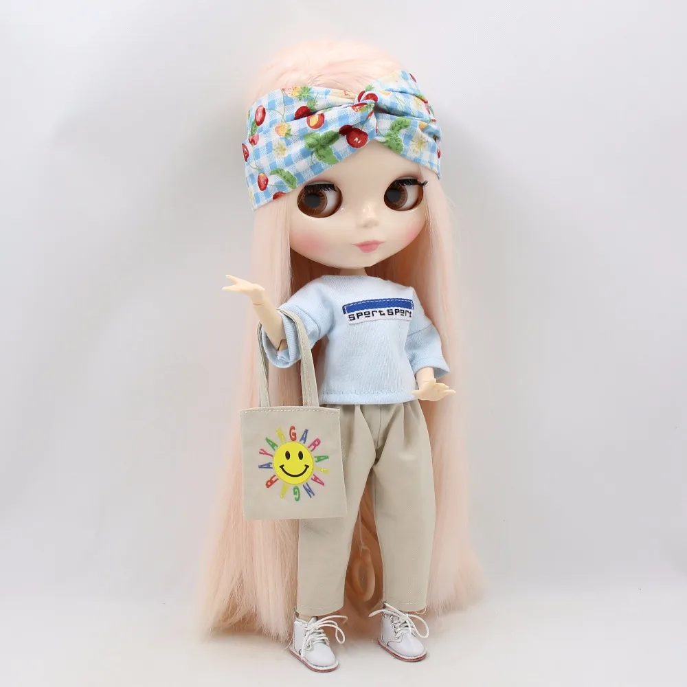 Ледяная кукла DBS Blyth 1/6 bjd бледно розовые волосы сторона пробор белая кожа