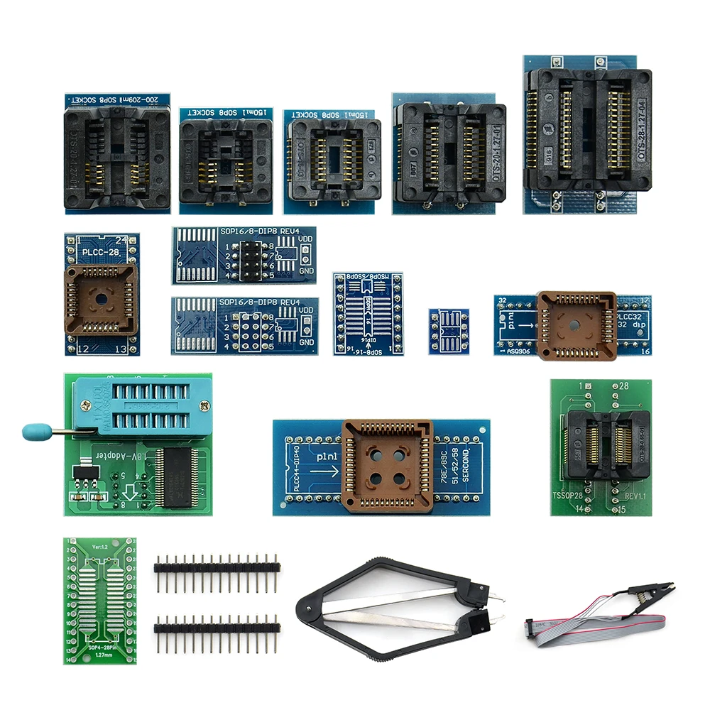 TL866II плюс универсальный программатор+ 17 адаптеров+ SOP8 IC клип Высокая скорость TL866 Flash EPROM программатор инструмент для программирования