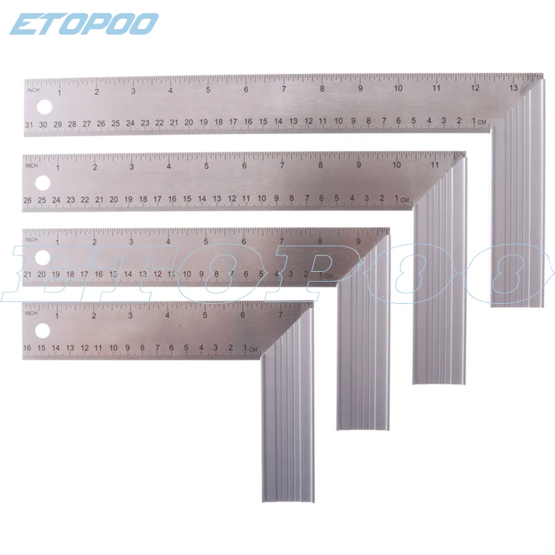 

90 Degree Angle Metric and Inch Stainless Steel Square Ruler