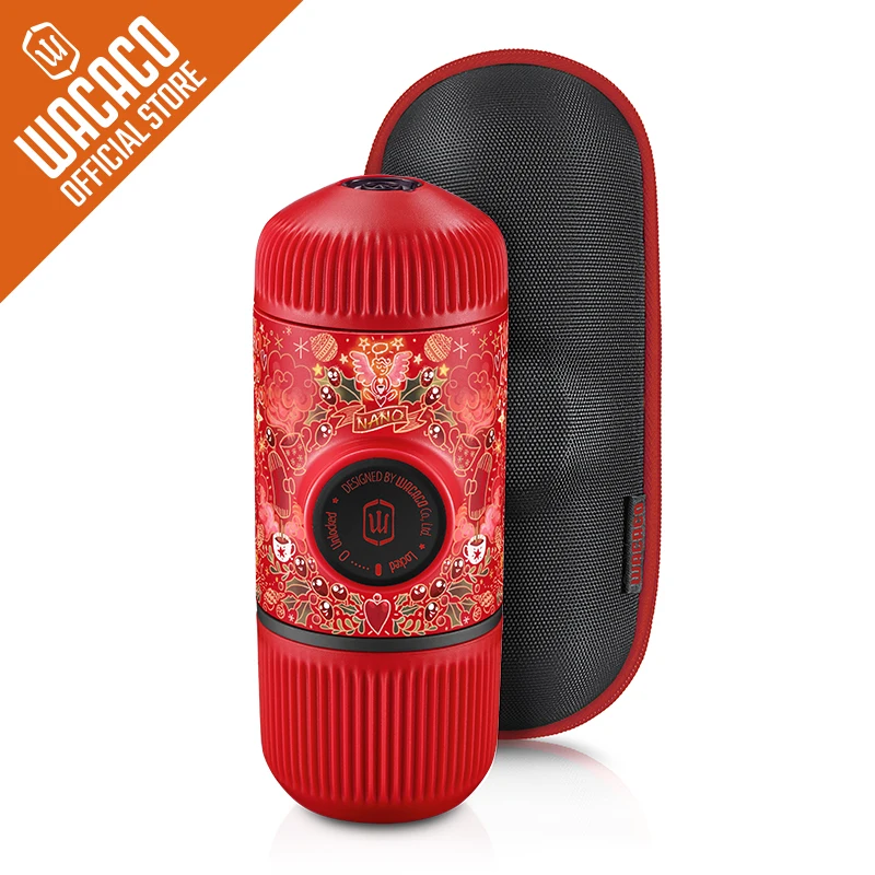 Wacaco Nanopresso, ограниченная серия Red Tattoo, портативная Эспрессо-машина с защитным чехлом, 18 бар давления подходит для порошка