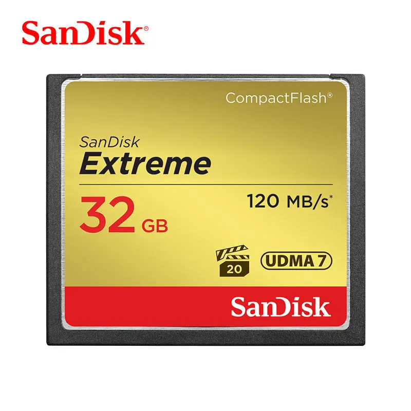 

SanDisk Extreme CompactFlash Memory Card 32GB 64GB 128GB VPG-20 UDMA 7 CF Card Full HD Video For DSLR Camera Read 120MB/s SDCFXS