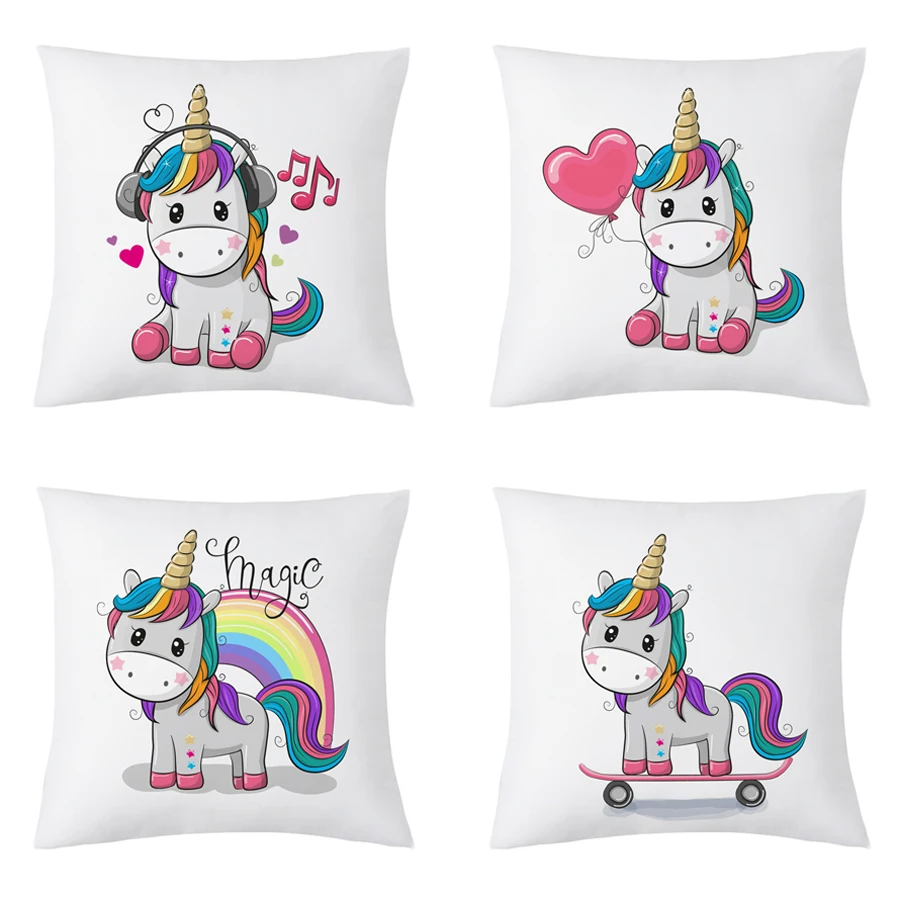 

Cute Cartoon Unicorn Cushion Cover Polyester Creative Unicorn Decorative Pillowcase Throw Pillow Case Unicorn Cushion Cover