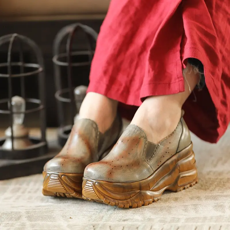 Simples Gris Véritable Mode Au Fond Printemps Début Ronde 2019 Tête Femmes Épais Chaussures Confortable En Cuir Nouvelle Du Montantes De Hwq8nnxUB