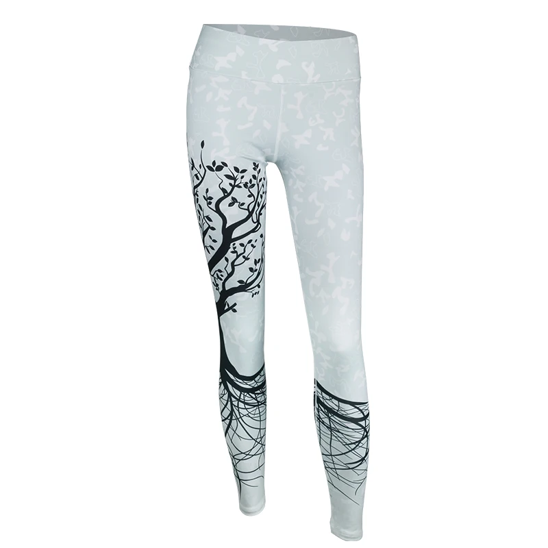Женские модные леггинсы с принтом дерева, женские леггинсы для тренировок, леггинсы для фитнеса с высокой талией, женские брюки PantsS-XL, 2 цвета - Цвет: White