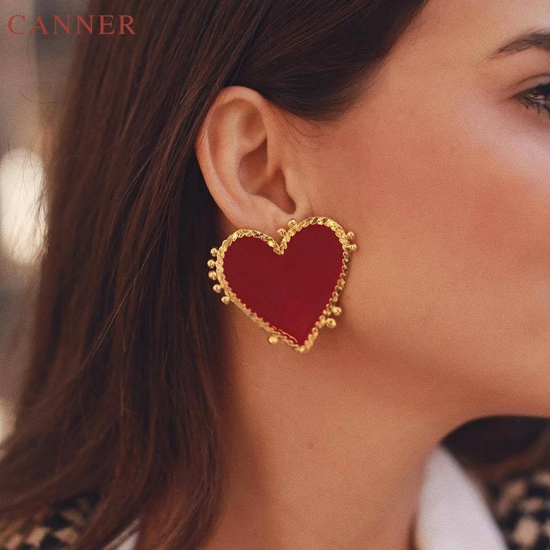 Big Red Heart Stud Earrings for Women Fashion Jewelry Gold Earrings brincos 2019 pendientes mujer statement earrings C40