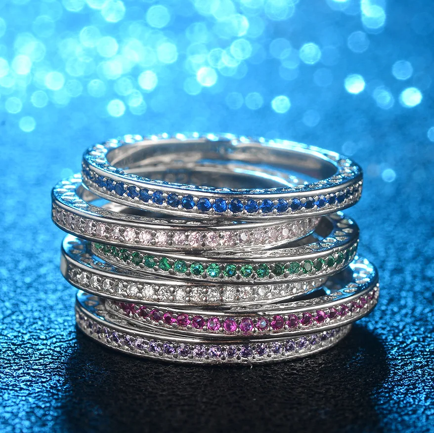 

Stackable Rings 2019 Engagement Ring For Women Ring Set Crystal Boho Promise Cubic Zirconia Stones Bohemian Rainbow Jewelry