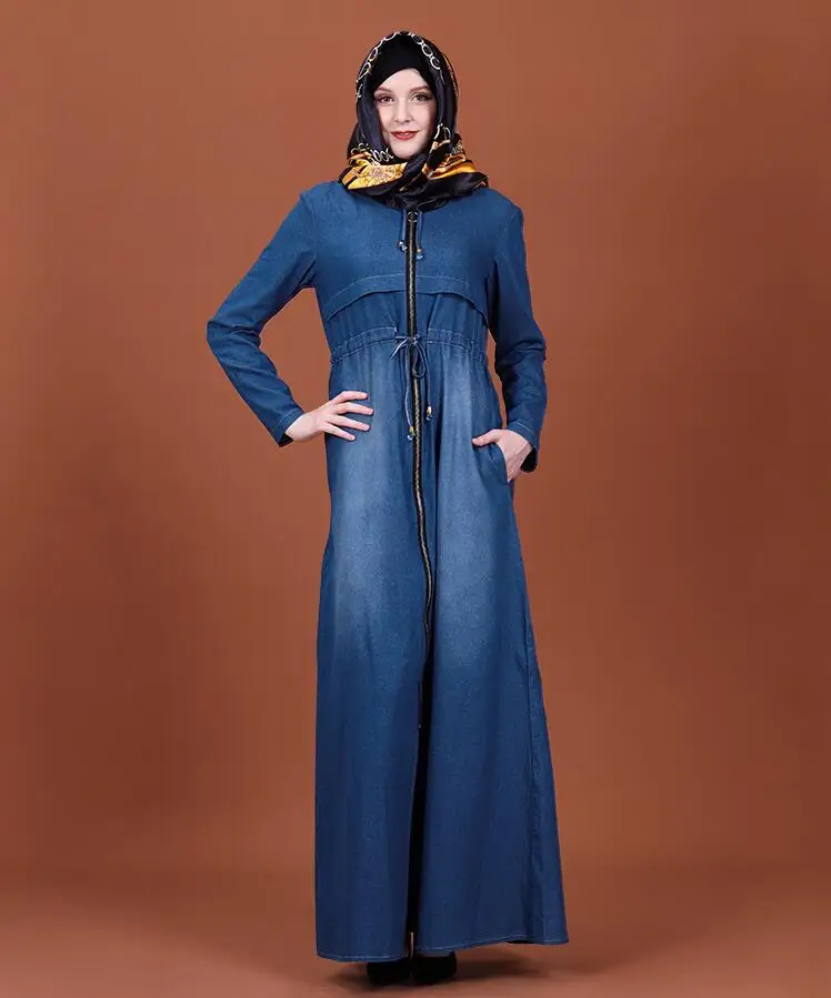 Fashion Hijab Abaya Jeans Dress For Muslim Women 2020 Long Sleeve Dubai Fashion Islamic Clothing Open Front Slim Abaya Female Islamic Clothing Aliexpress