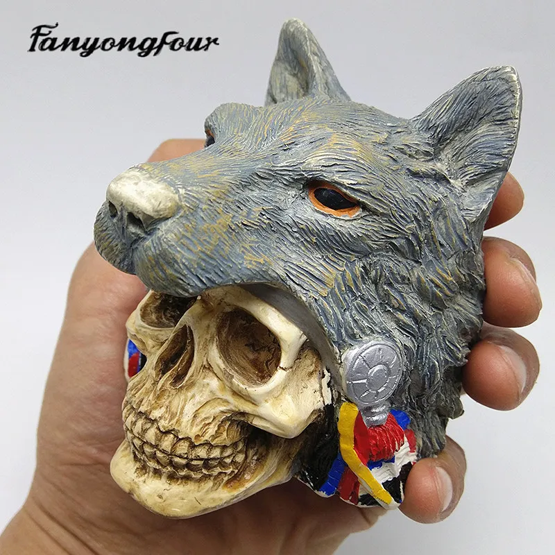3D Wolf Skull силиконовая форма для выпечки торта из смолы гипса шоколада свечей