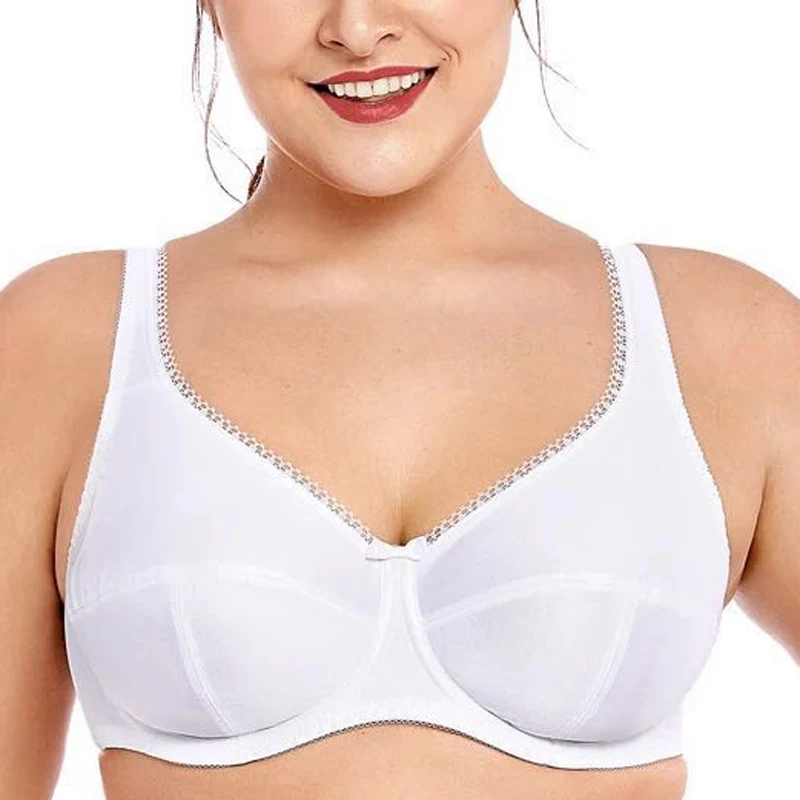 

Drop Ship Plus Size Womens Full Coverage Firm Support Control Underwire Non-padded Big Size Bra 34 36 38 40 42 D DD E F G H