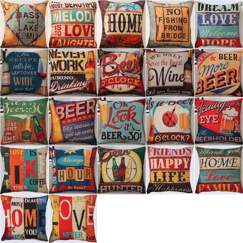 

Vintage Flowers Pillow Cover Cushion Cover Linen Cotton Throw Pillows Cute Cats Home Decor Pillow case Pillowsham