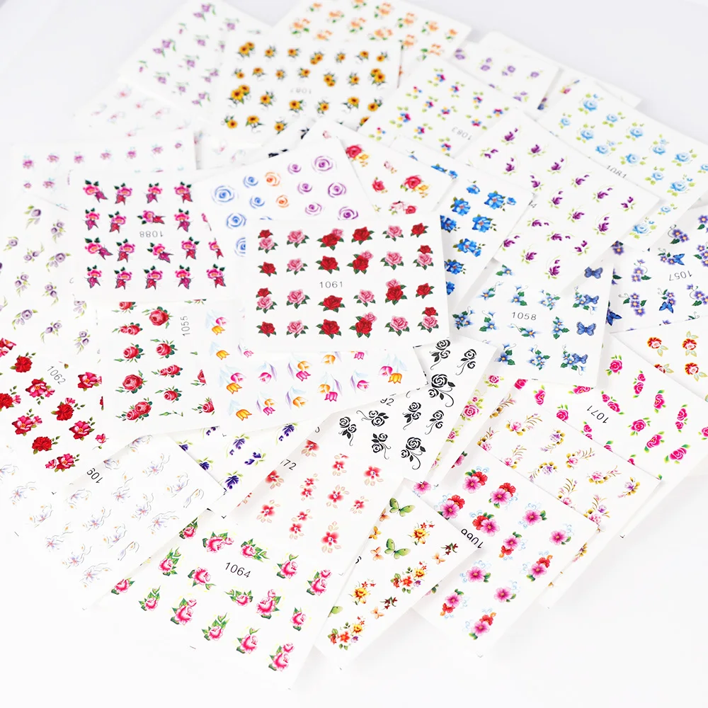 40 Sheets Random Colorful Nail Water Sticker Small Flower Series Nail Sticker For Nails DIY Nails Art Nail Polish Stickers