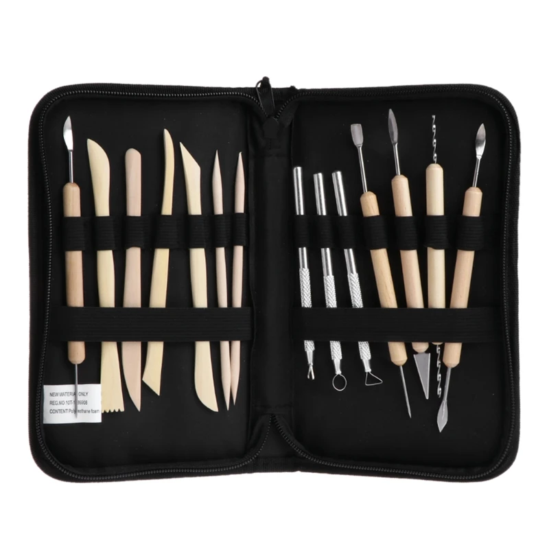 

14Pcs Set Clay Sculpting Carving Pottery Polymer Modeling Tool Kit With Case