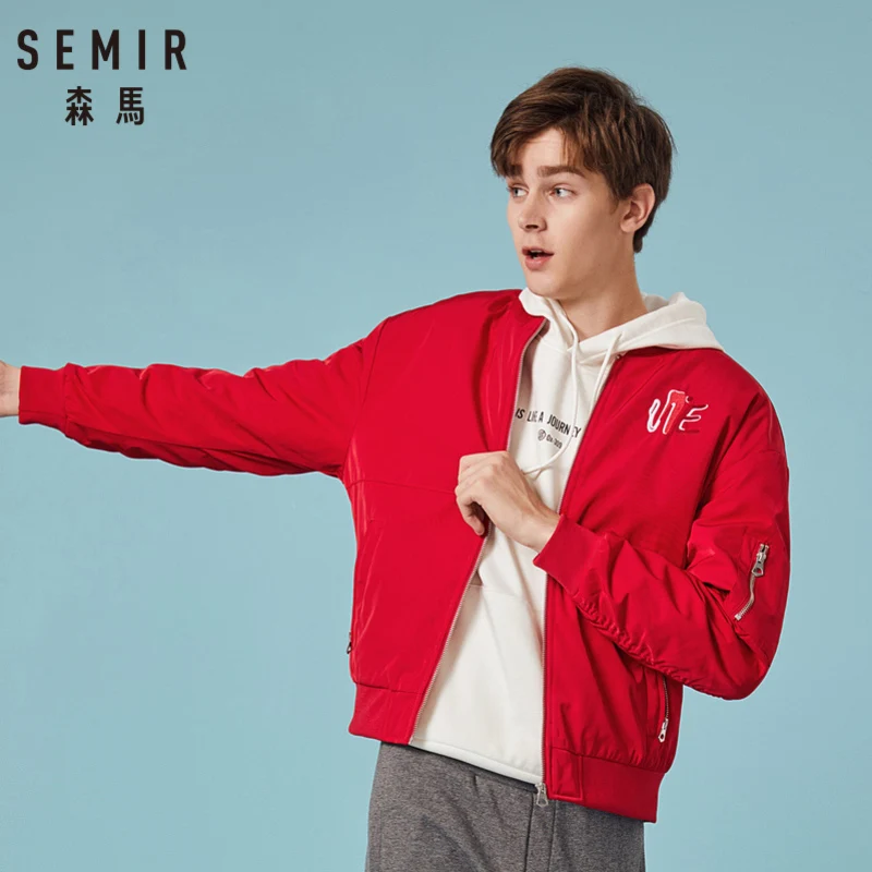 

SEMIR Men Bomber Jacket with Pocket with Zip Men Baseball Jacket with Zip Ribbing at Cuffs and Hem Polyester Fill and Lined