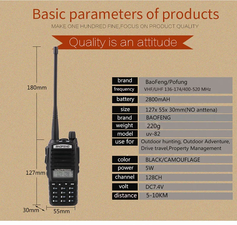 Профессиональный двухдиапазонный vhf uhf рация 10 км PTT Vox для портативной CB радиостанции Handy Radio uv82 baofeng UV-82 handphone