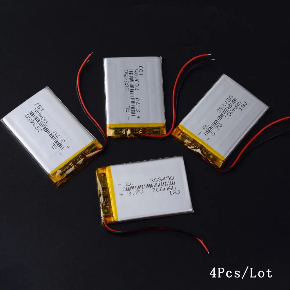 4PCS 383450 3,7 в 800 мАч 403450 литий-полимерный литий-ионный/литий-ионный аккумулятор для gps mp3 плеера mp4 mp5 dvd DVR видеорегистратор навигатор - Цвет: 4PCS
