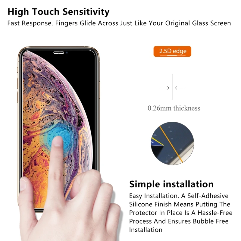 Закаленное стекло 2.5D 0 26 мм для iphone xs max защита экрана 9H премиум iPhone XR X 6 7 8 Plus