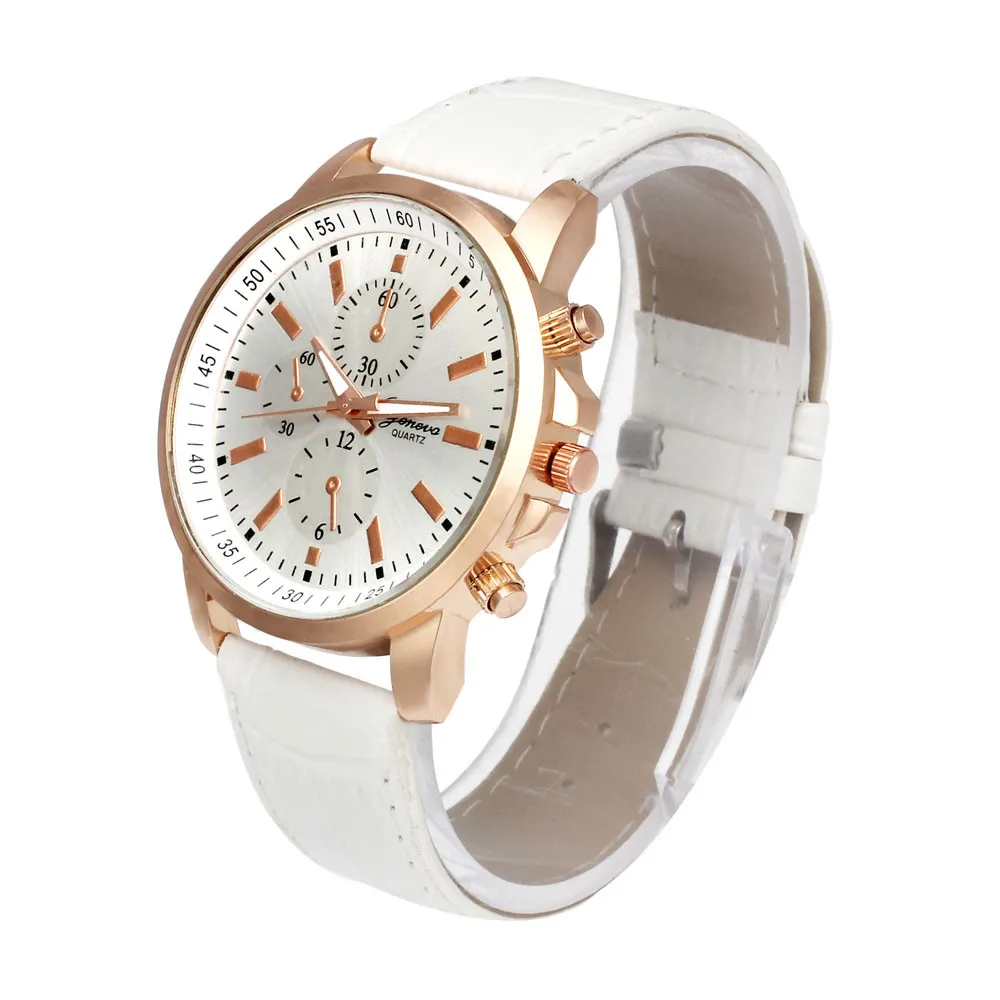 Мода Geneva, кожаный аналог циферблат Кварцевые спортивные наручные часы reloj deportivo hombre платье Роскошные часы женские мужские