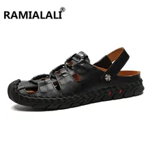 Новинка; высококачественные мужские сандалии из натуральной кожи; Zapato; дышащие удобные летние туфли; модные мужские сандалии на плоской подошве