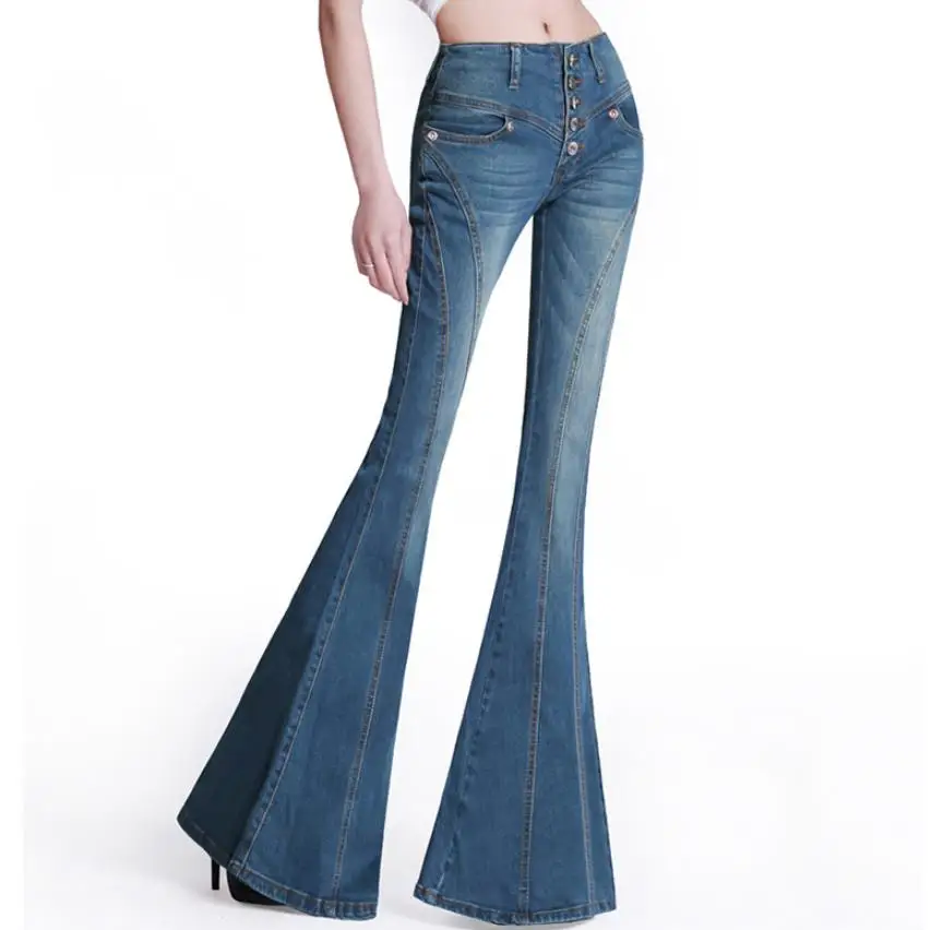 Moda Mujer Flare Leg Jeans Primavera Otono Mujeres Solo Breastelm