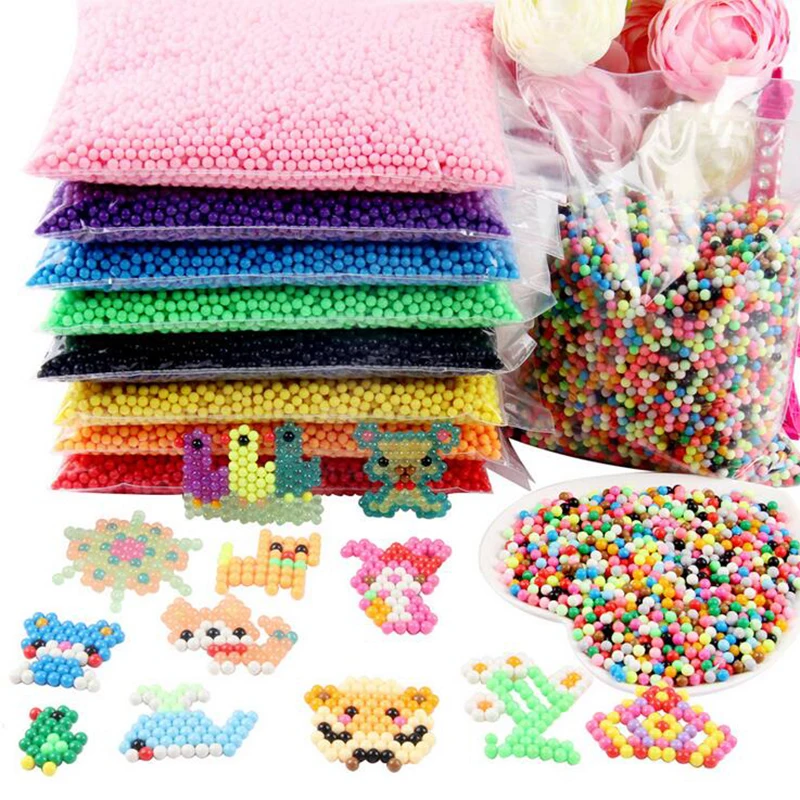 

24 Colors 6000pcs Agua Perler Beads Magic Water Spray Beads Set Aqua Perlen 3D Puzzles Children Educational Toys