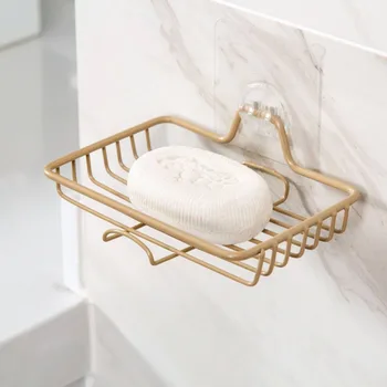 

Iron Wall Mounted Soap Dish with 1Hook Hanger Soap Holder Bathroom Soaps Tray Storage Shelf Box Shower Caddy